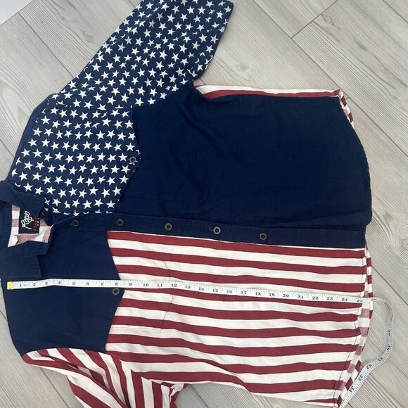 Vtg 80’s ROPER Sport Button Front Shirt Sz 17 Large American Flag Made In USA - Picture 10 of 10